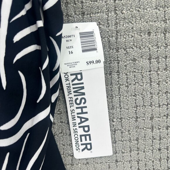 Trimshaper Swimsuit Womens Size 16 Black White One Piece Tummy Control NWT - Picture 14 of 14